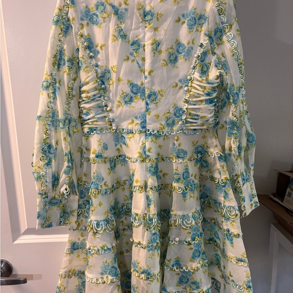 Like a Zimmermann style Blue and Green Floral Long Sleeve Dress - Picture 3 of 3